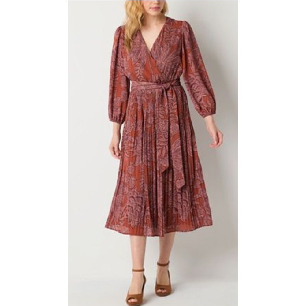 Rye Grass Boho Pleated Floral Dress Size XL